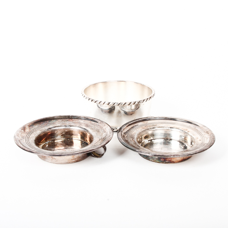 Silver Plated Candle Holders and Dish