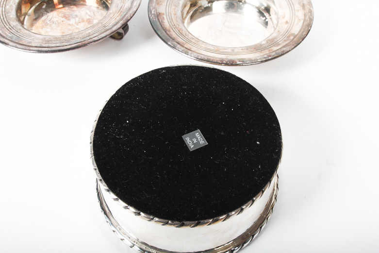 Silver Plated Candle Holders and Dish