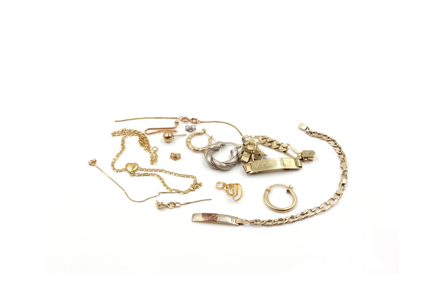 14K and 10K Yellow Gold Scrap Jewelry