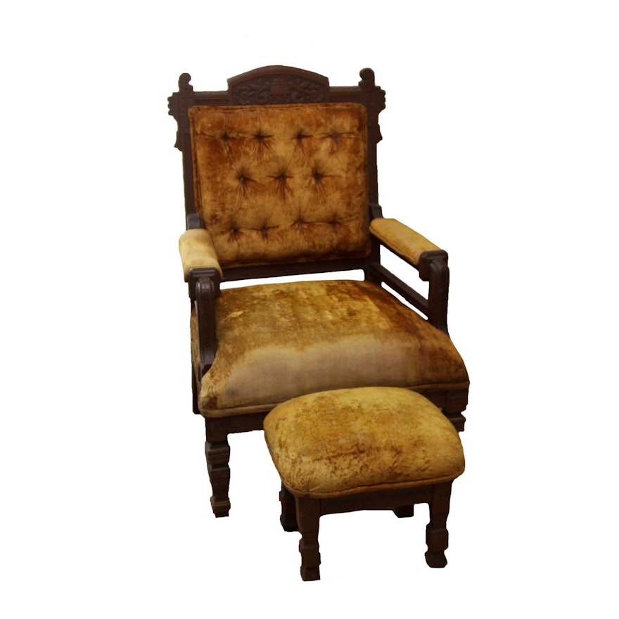 Eastlake Style Chair and Foot Rest