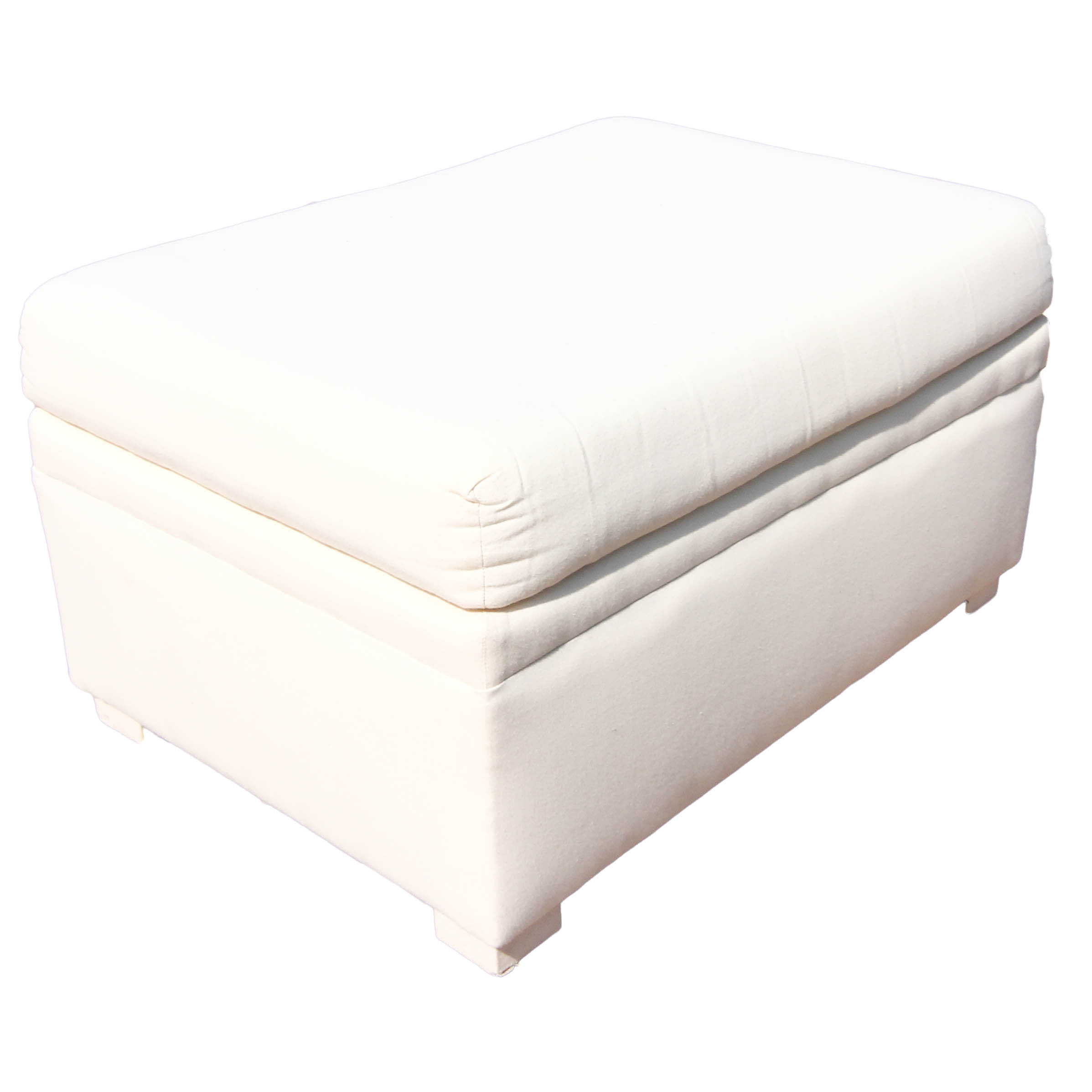 Ottoman With Abstract-Patterned Slipcover