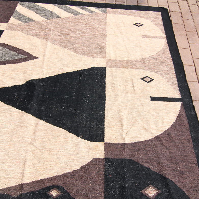 Vintage French Modern Woven Rug