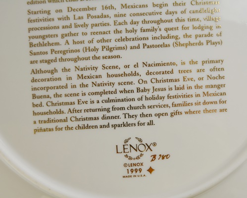 Lenox 1999 Mexico Christmas Trees Around The World Collector Plate