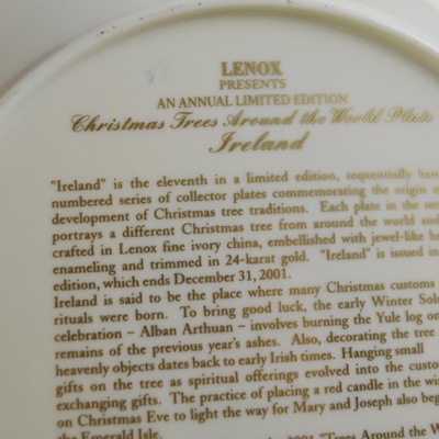 Lenox 2001 Ireland Christmas Trees Around The World Collector Plate