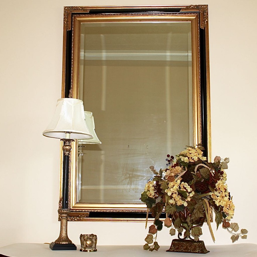 Beveled Wall Mirror with Decor Accents