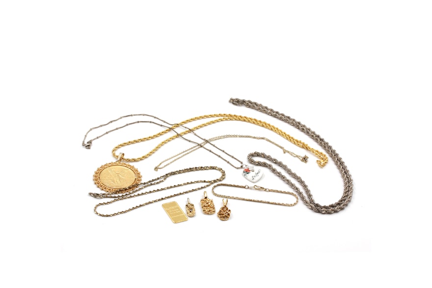 Gold Plated Chain Necklaces, Bracelets, and Pendants