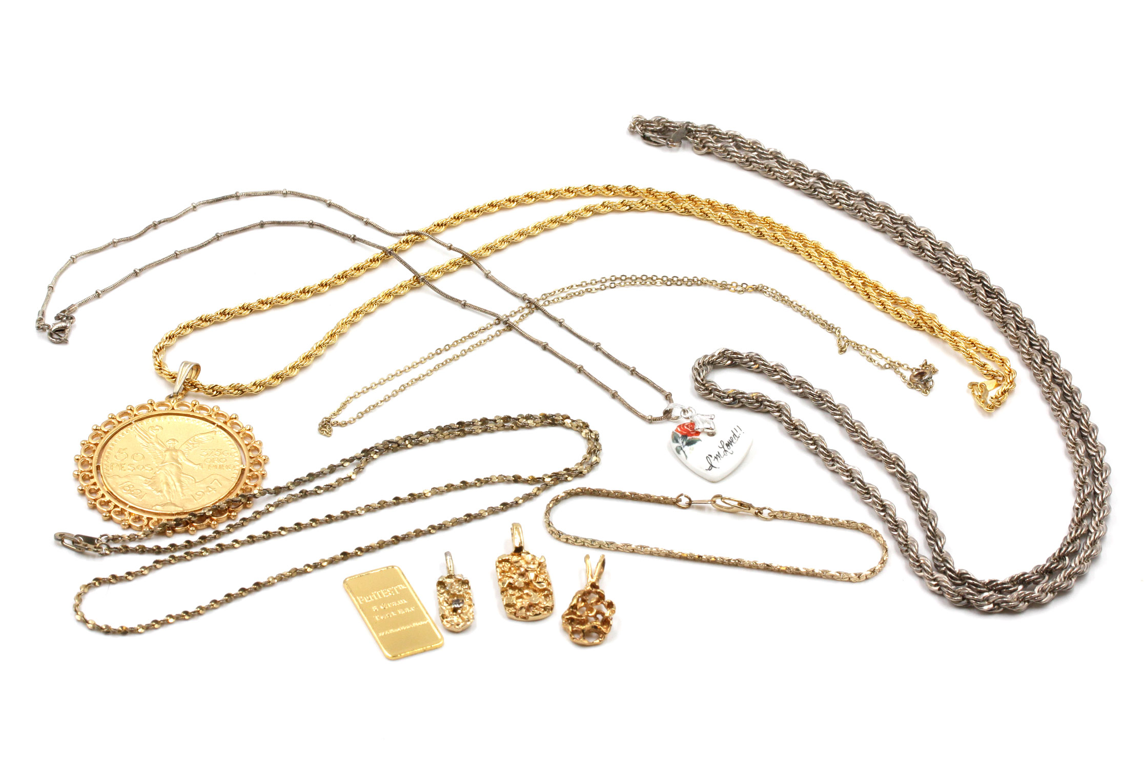 Gold Plated Chain Necklaces, Bracelets, and Pendants