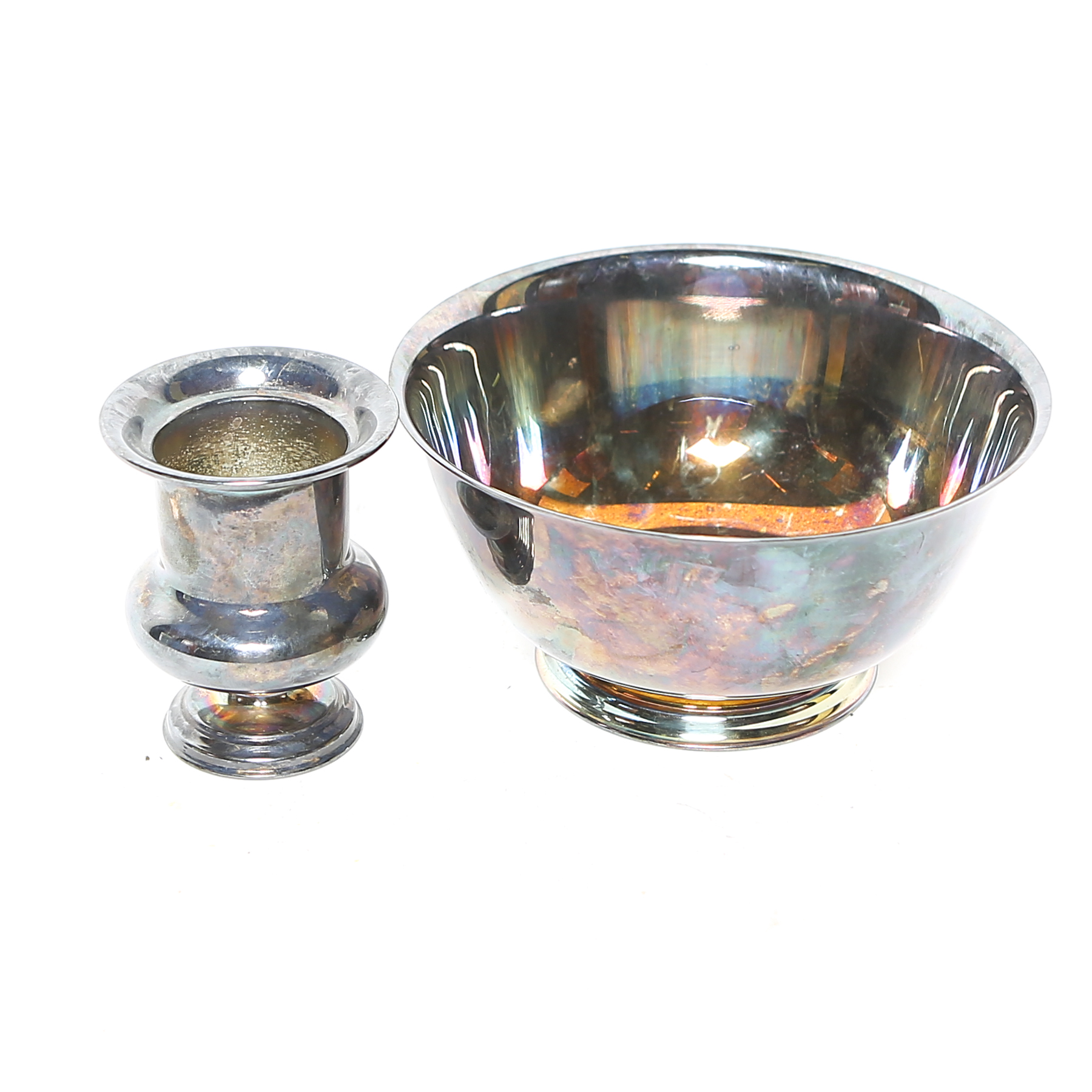 Silver Plate Revere Style Bowl and Toothpick Holder