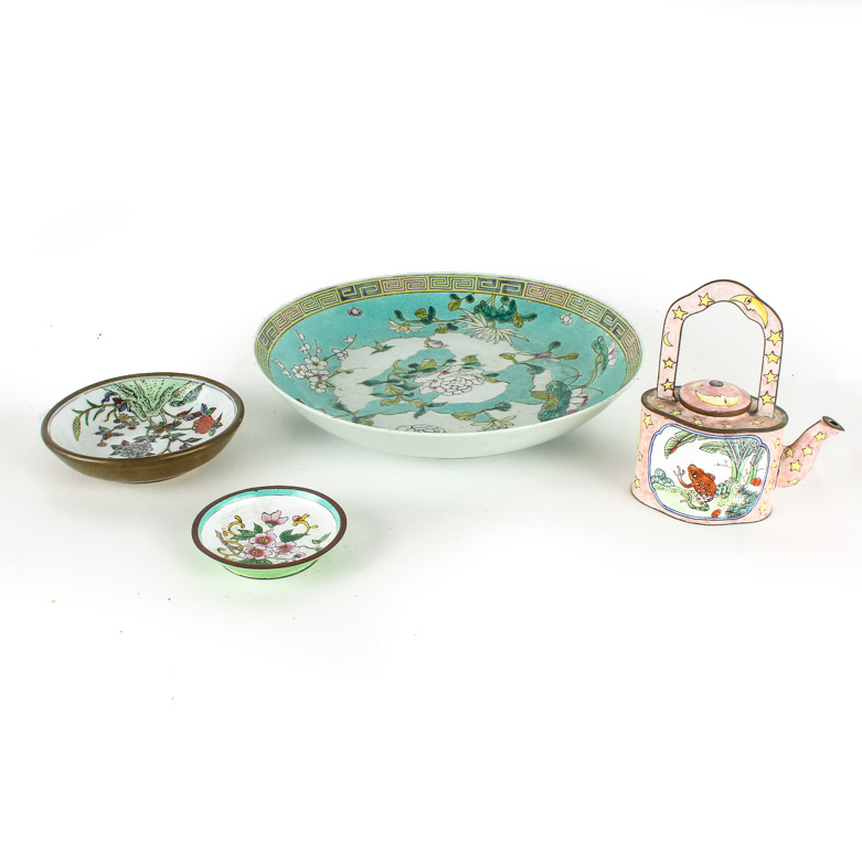 Asian Ceramic and Enamel Serving Pieces