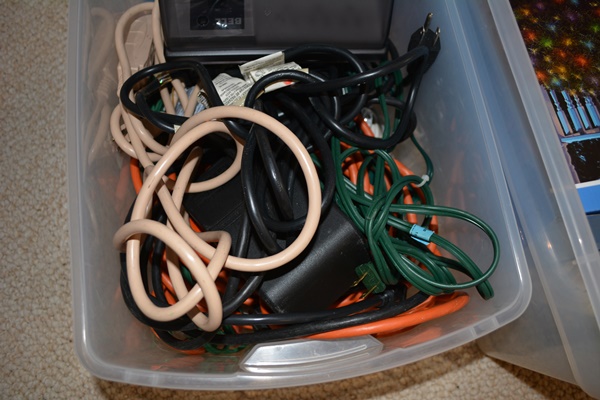 Large Group of Extension Cords and Christmas Lights