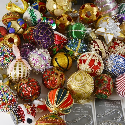 Cloth and Sequin Christmas Ornaments