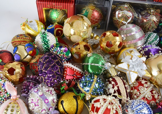 Cloth and Sequin Christmas Ornaments