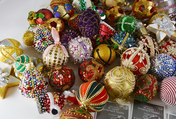 Cloth and Sequin Christmas Ornaments
