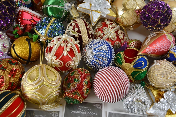 Cloth and Sequin Christmas Ornaments