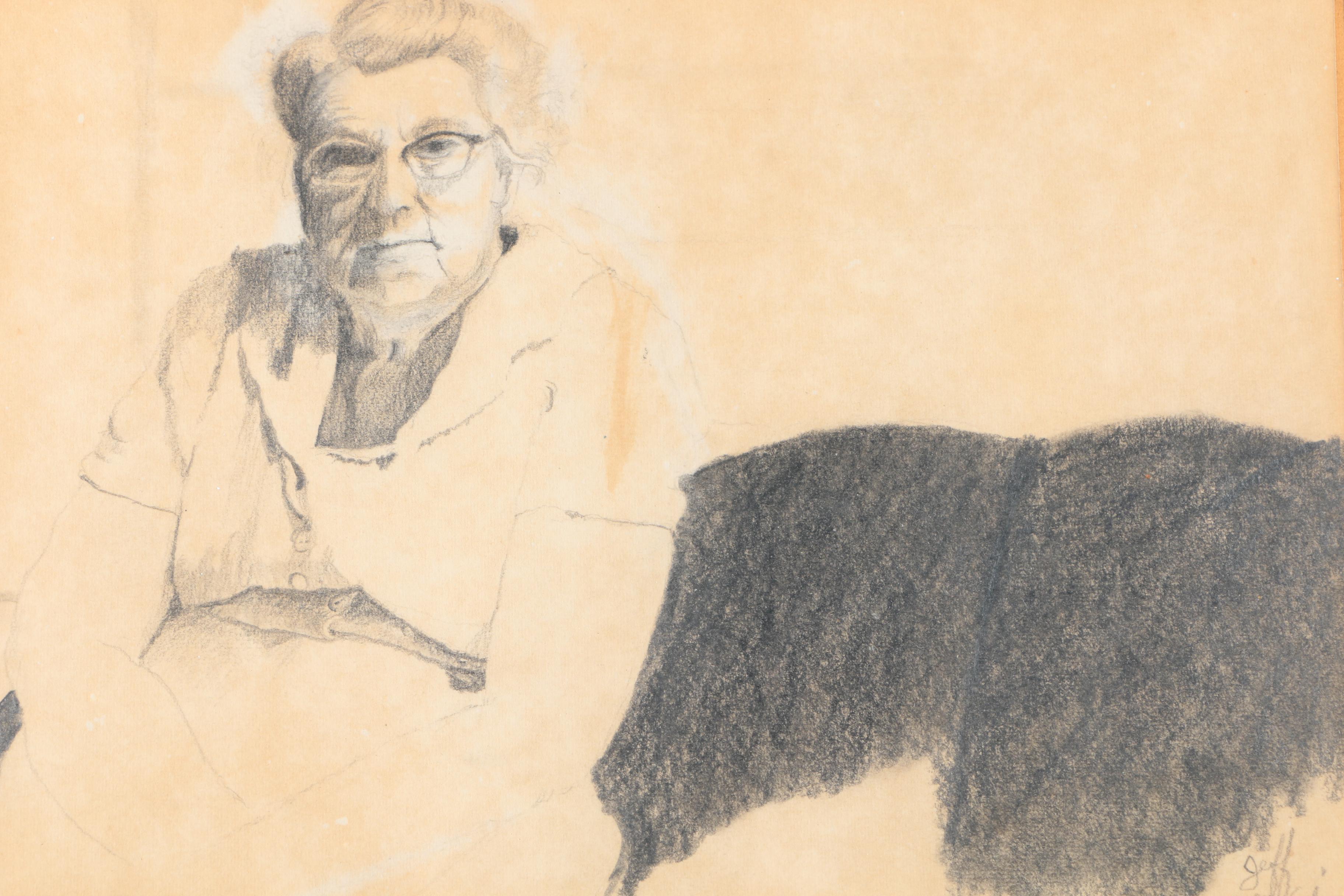 Jeff McEntire Graphite Drawing Of Elderly Woman