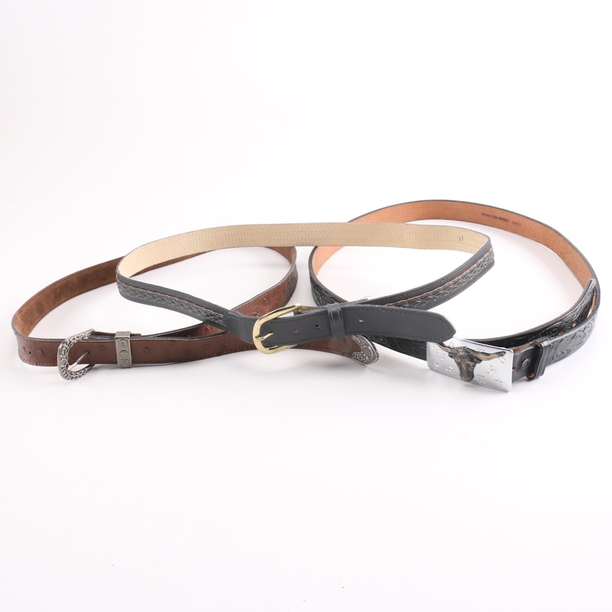 Leather Belts Including Ostrich Leather