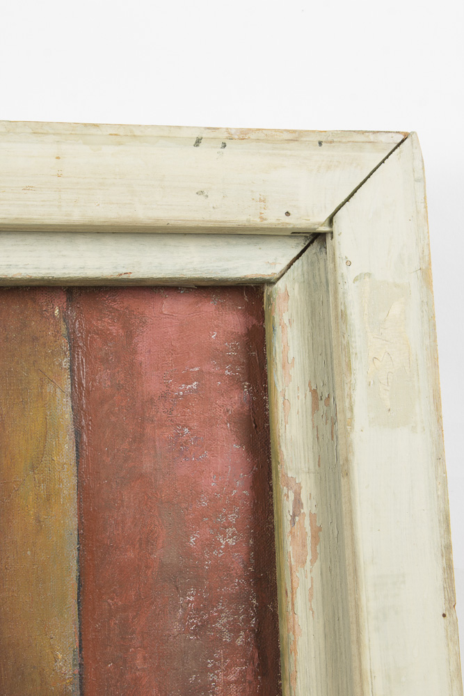 Neves Painting on Canvas of Two Figures Meeting on a Blue Street