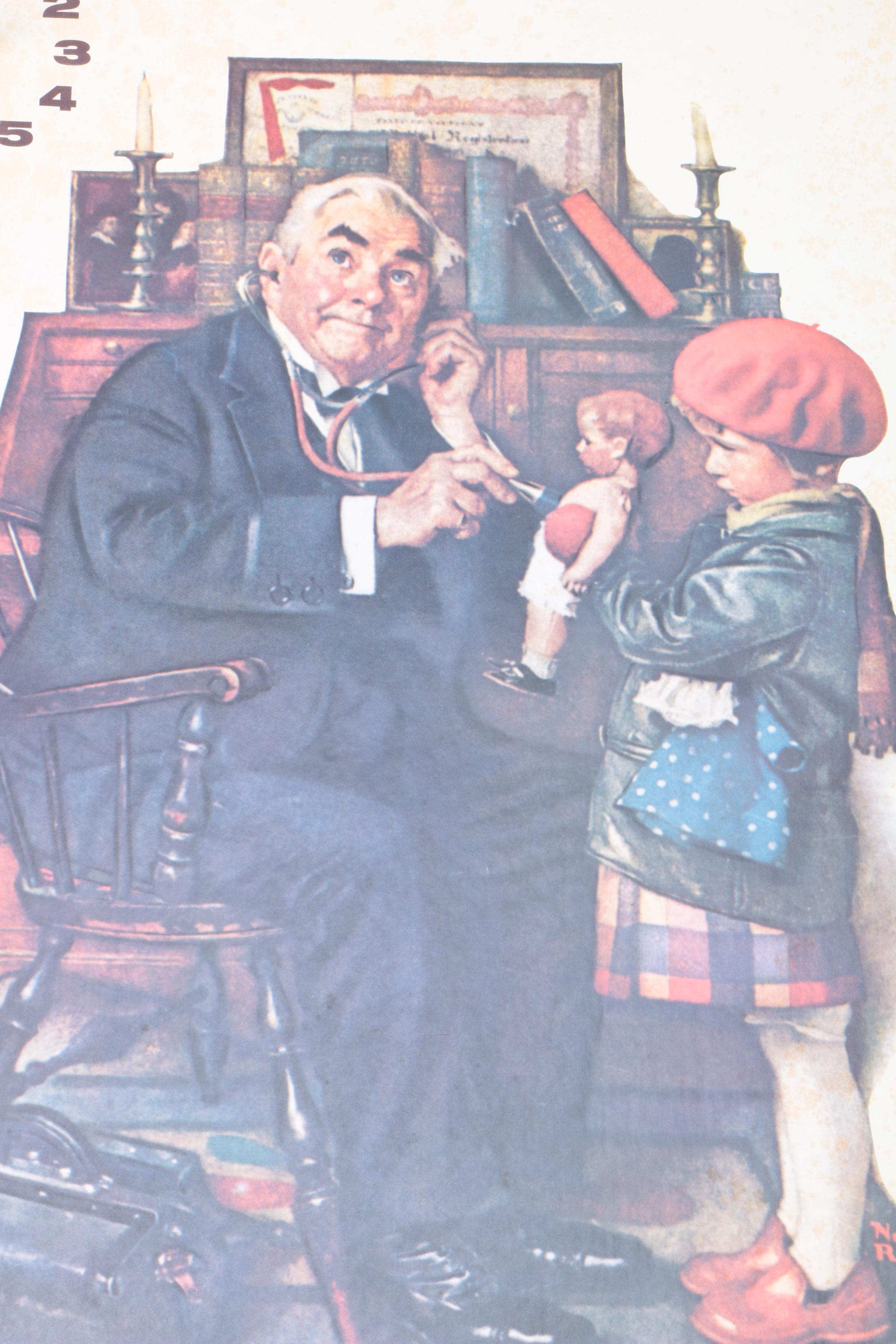 Wall Clock Featuring Norman Rockwell's "The Doctor and the Doll"