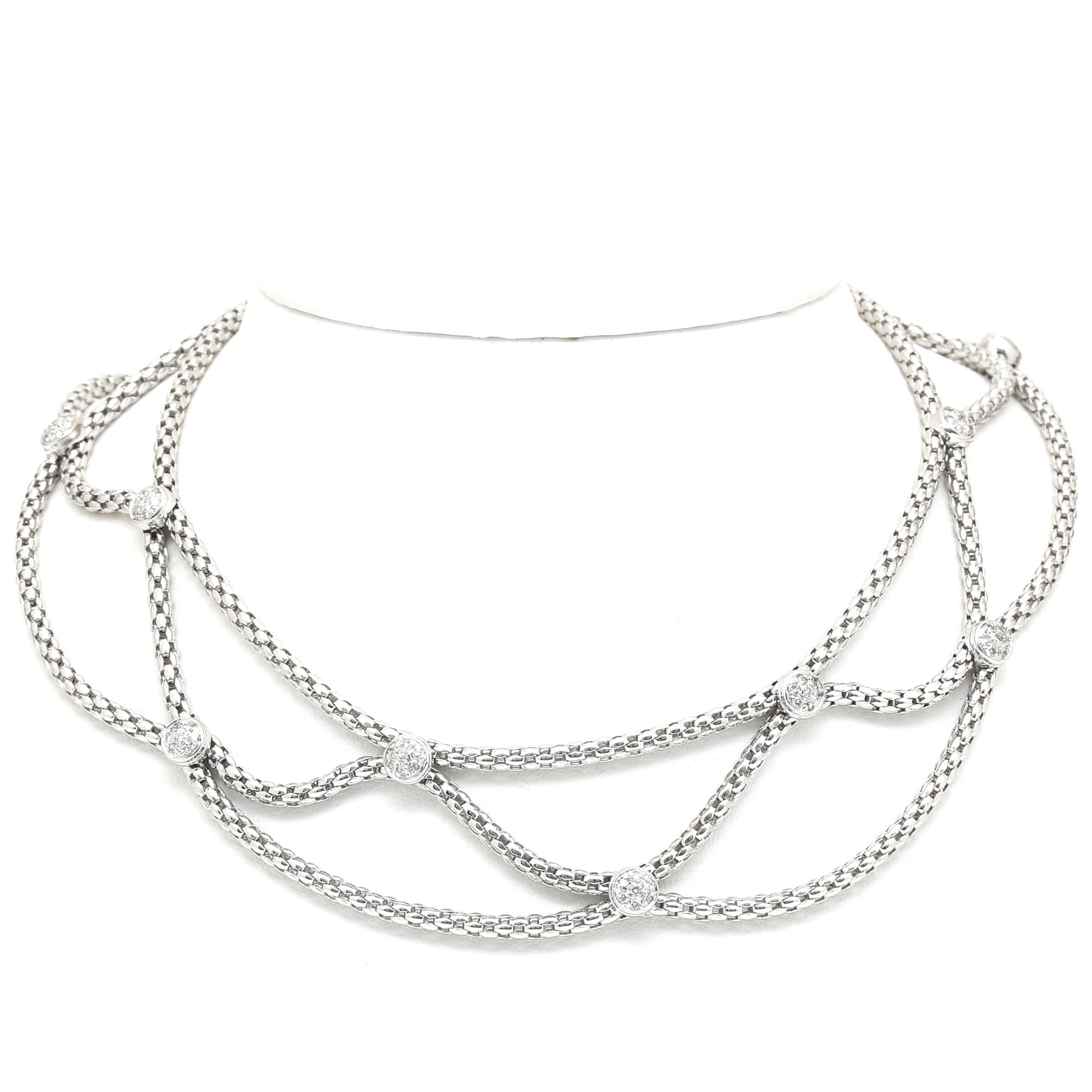 FOPE 18K White Gold Diamond Collar Necklace