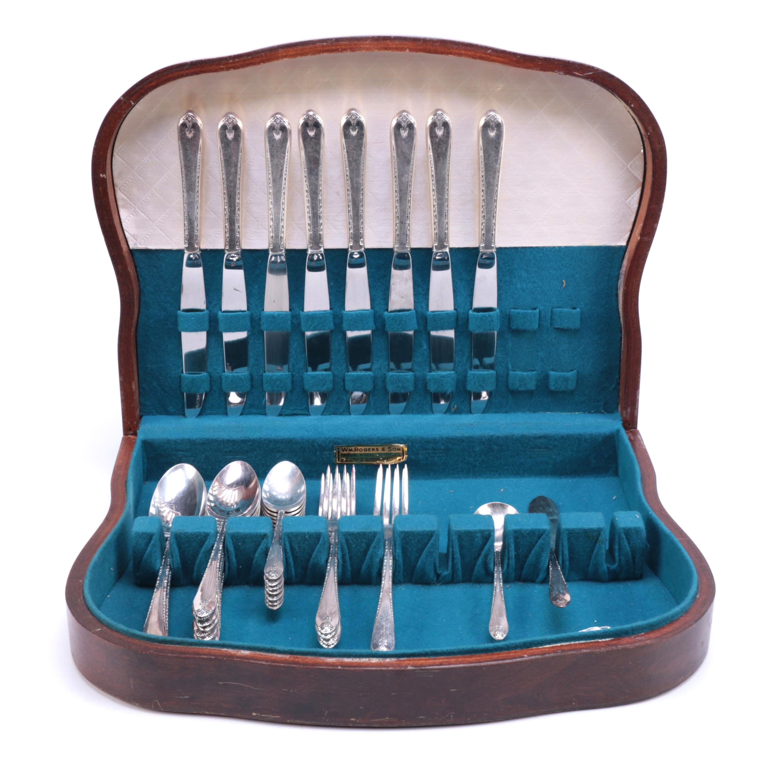 Wm. Rogers & Son "Exquisite" Silver Plate Flatware Set With Case