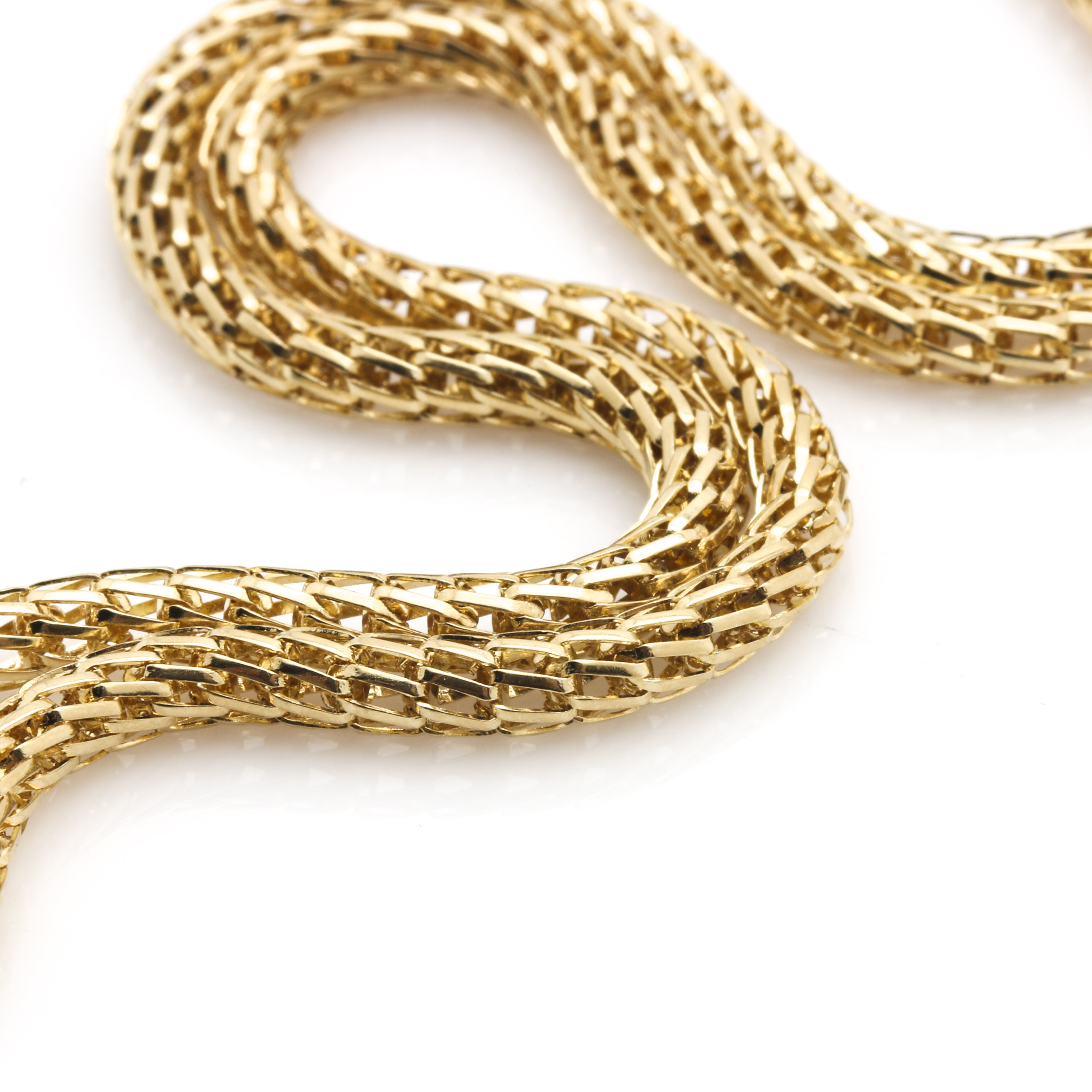 14K Yellow Gold Fancy Round Wheat Chain Necklace