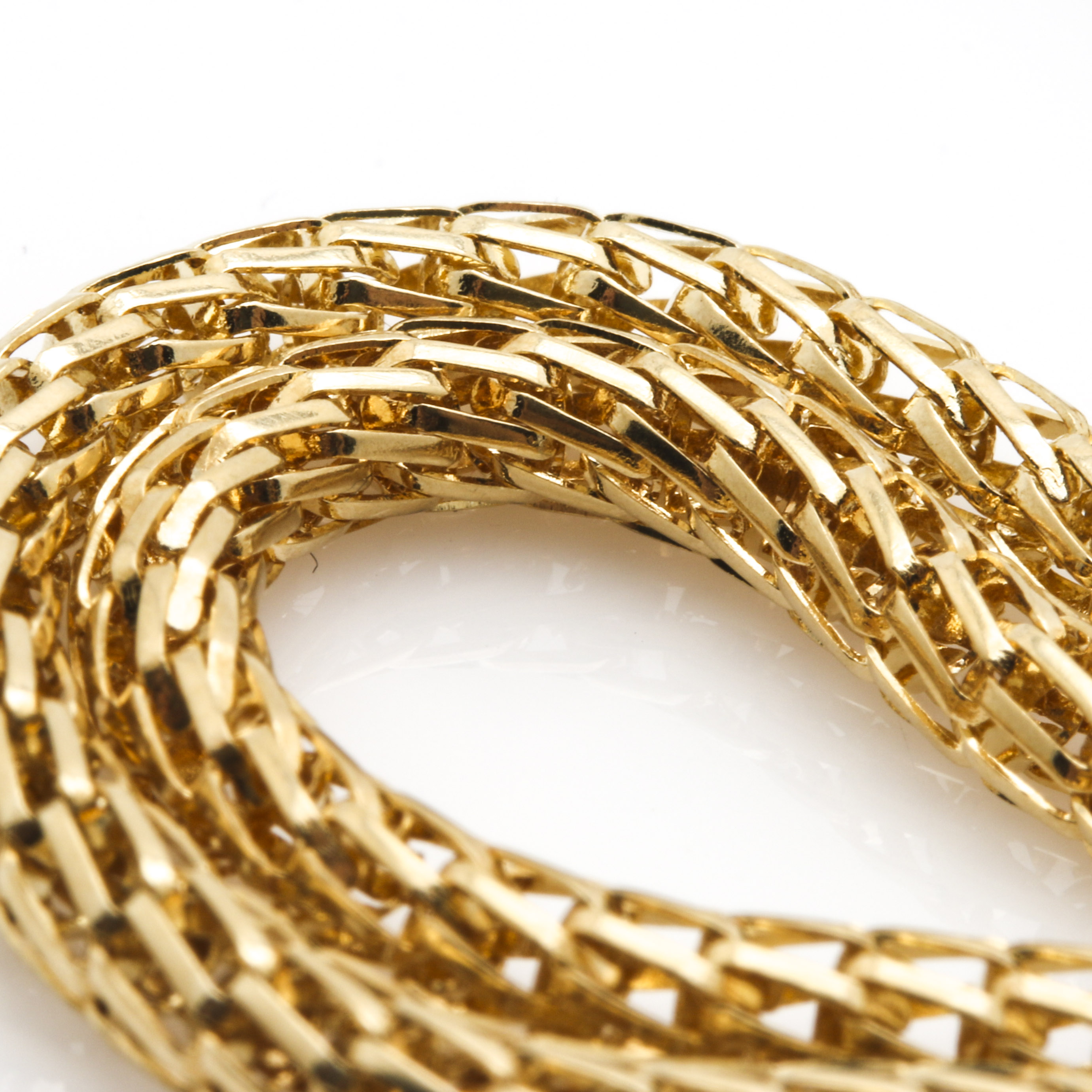 14K Yellow Gold Fancy Round Wheat Chain Necklace