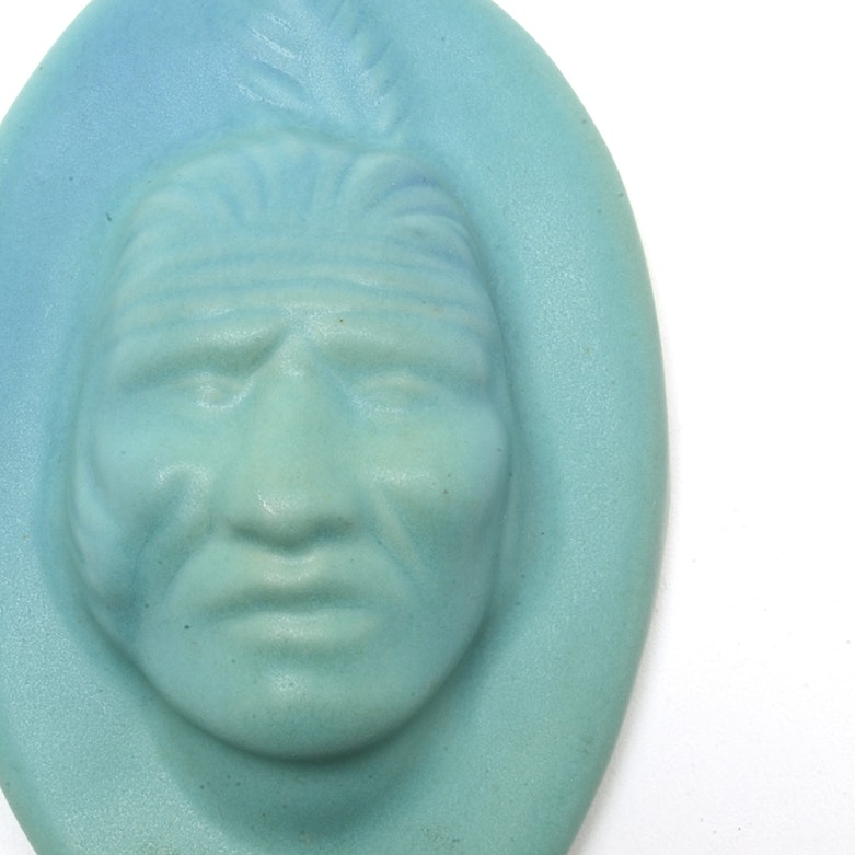 Van Briggle "Indian Head" Man and Woman Plaques