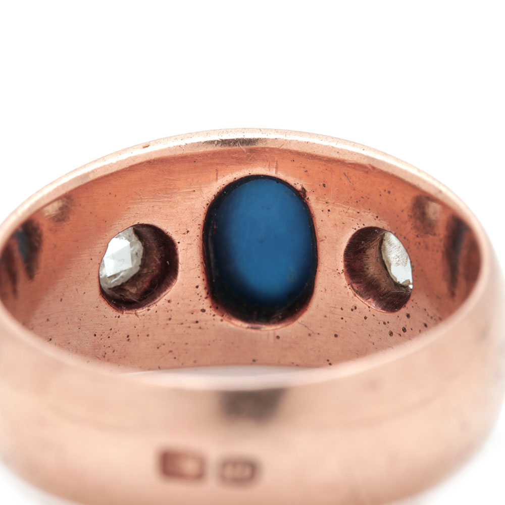 14K Yellow Gold Dyed Chalcedony and Diamond Ring