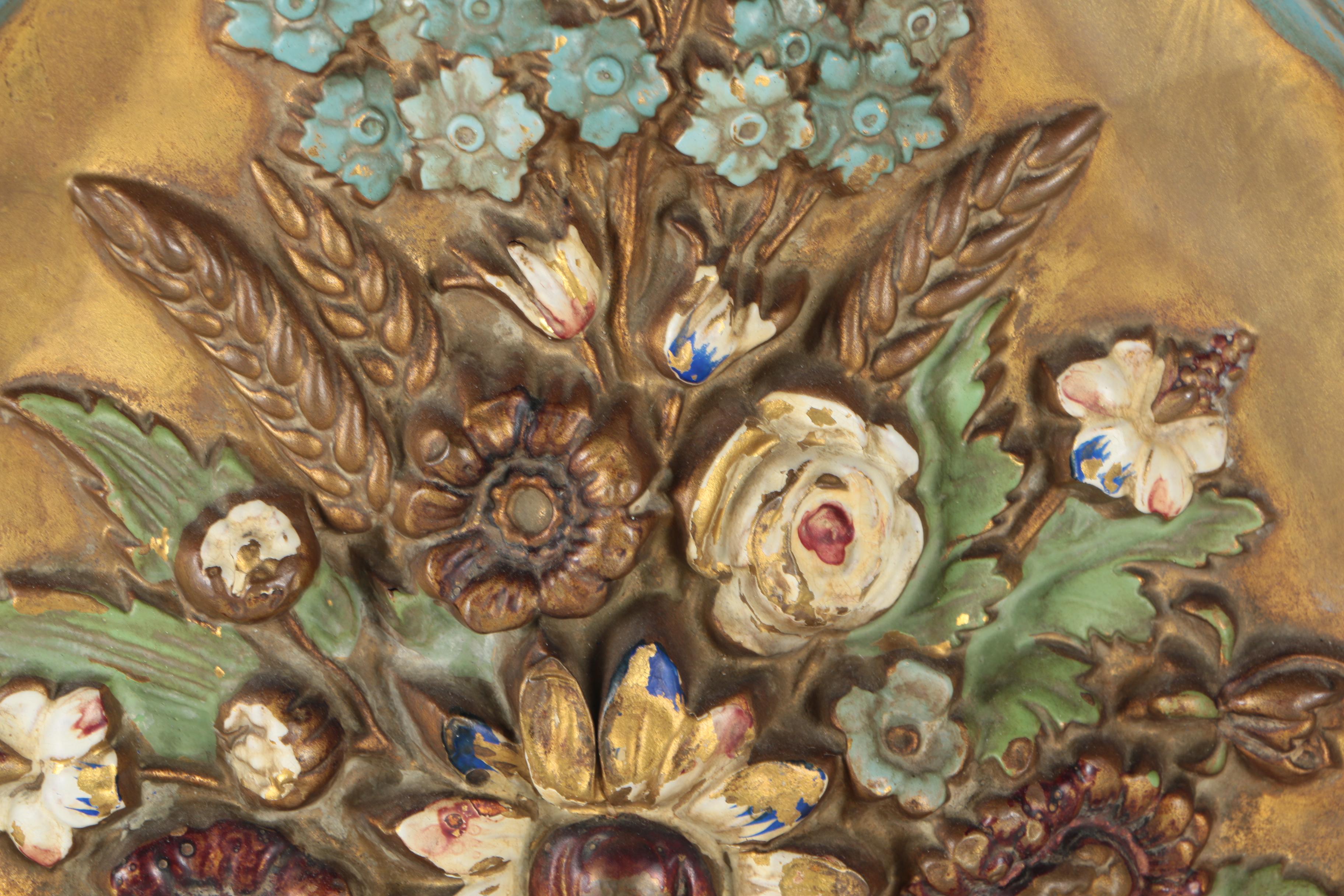 Metal Relief Floral Wall Sculpture