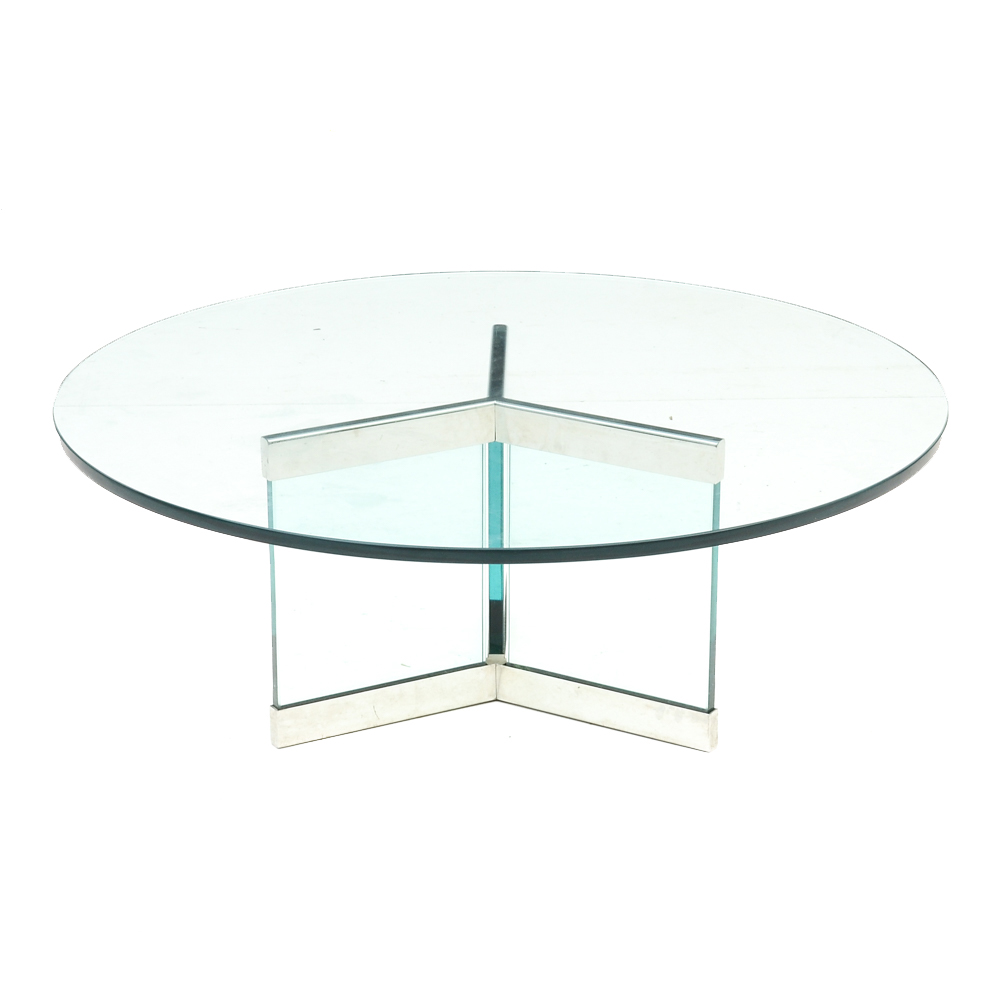 Contemporary Style Round Glass Coffee Table