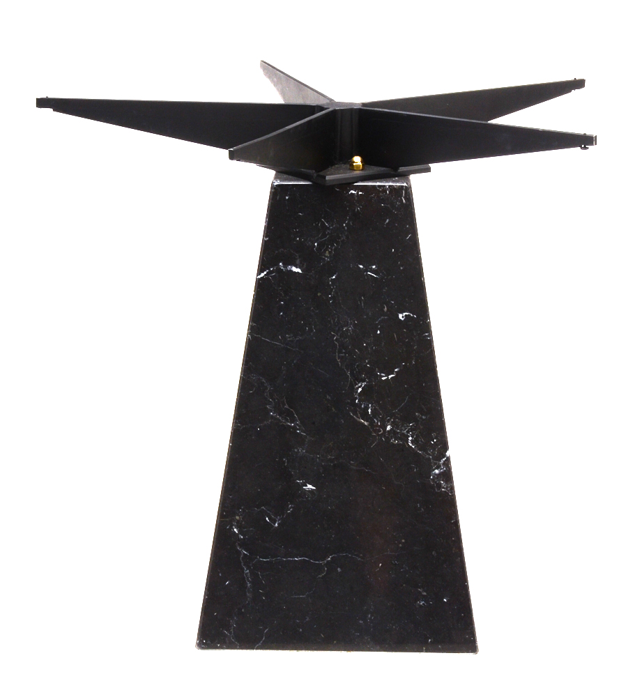 Modernist Round Glass and Black Marble Dining Table