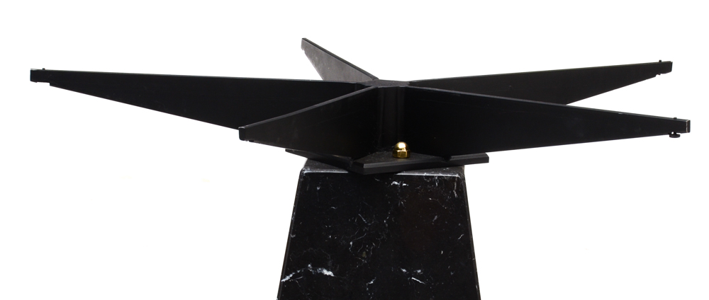 Modernist Round Glass and Black Marble Dining Table