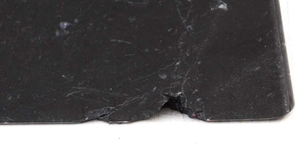 Modernist Round Glass and Black Marble Dining Table