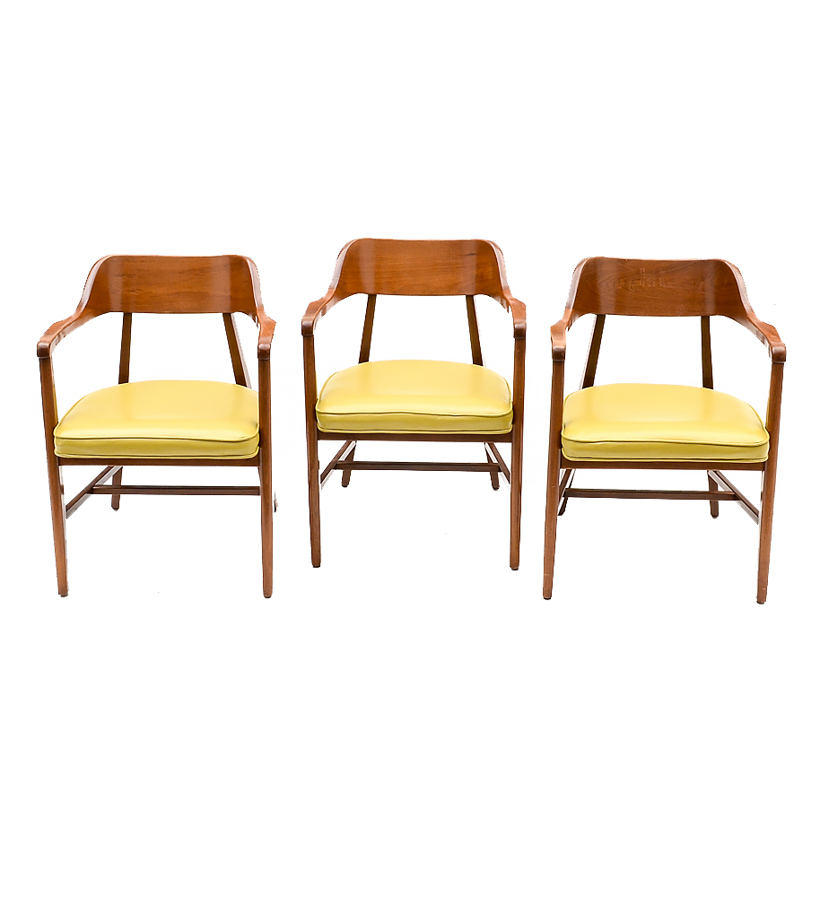 Vintage Mid Century Modern Walnut Barrel Back Chairs