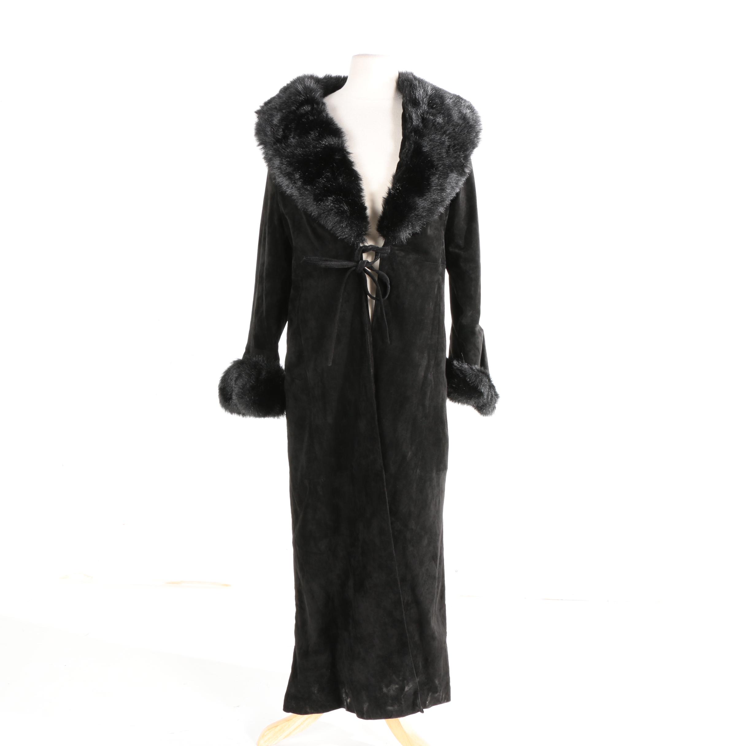 Moda International Suede and Faux Fur Coat