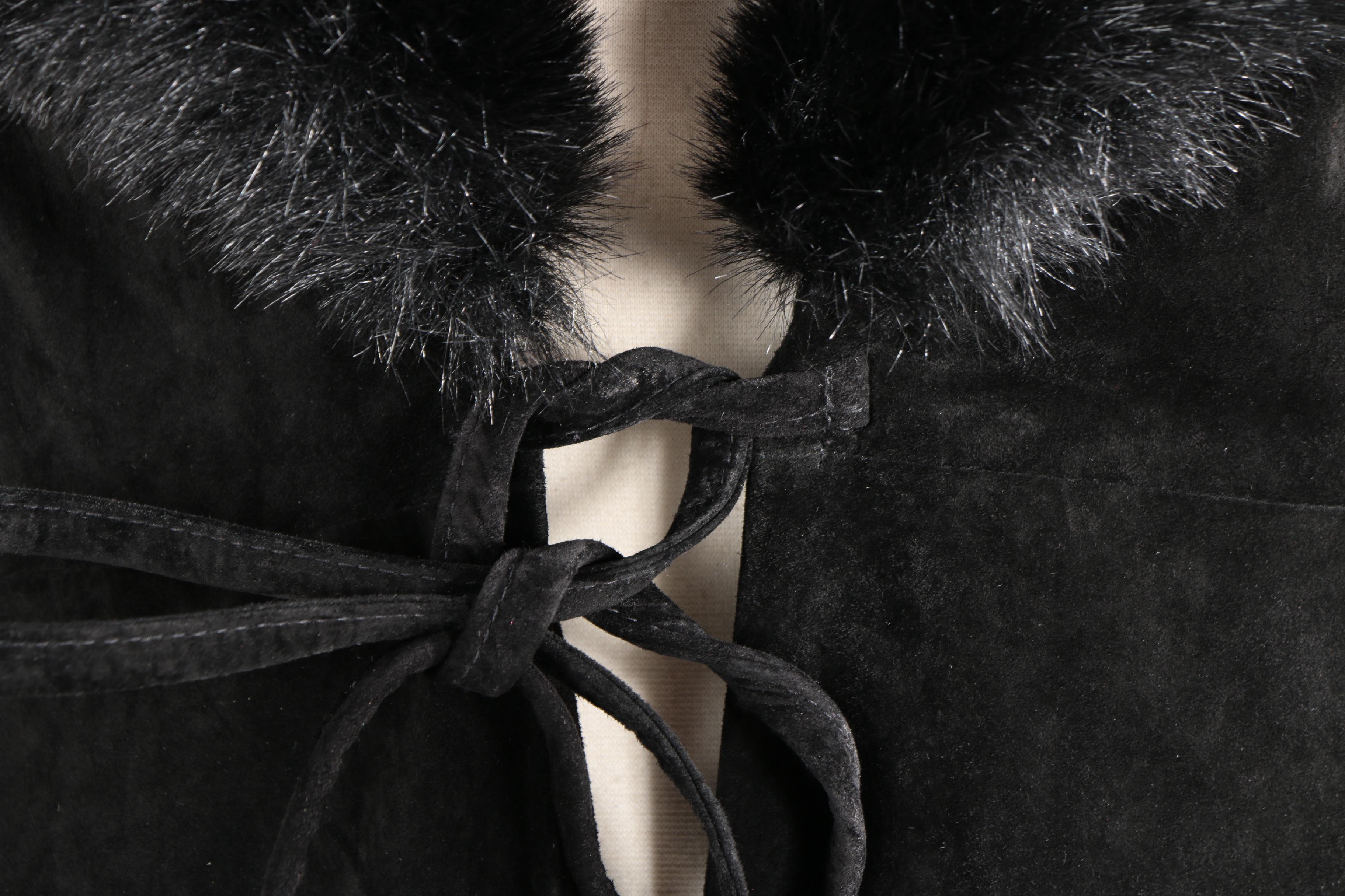 Moda International Suede and Faux Fur Coat