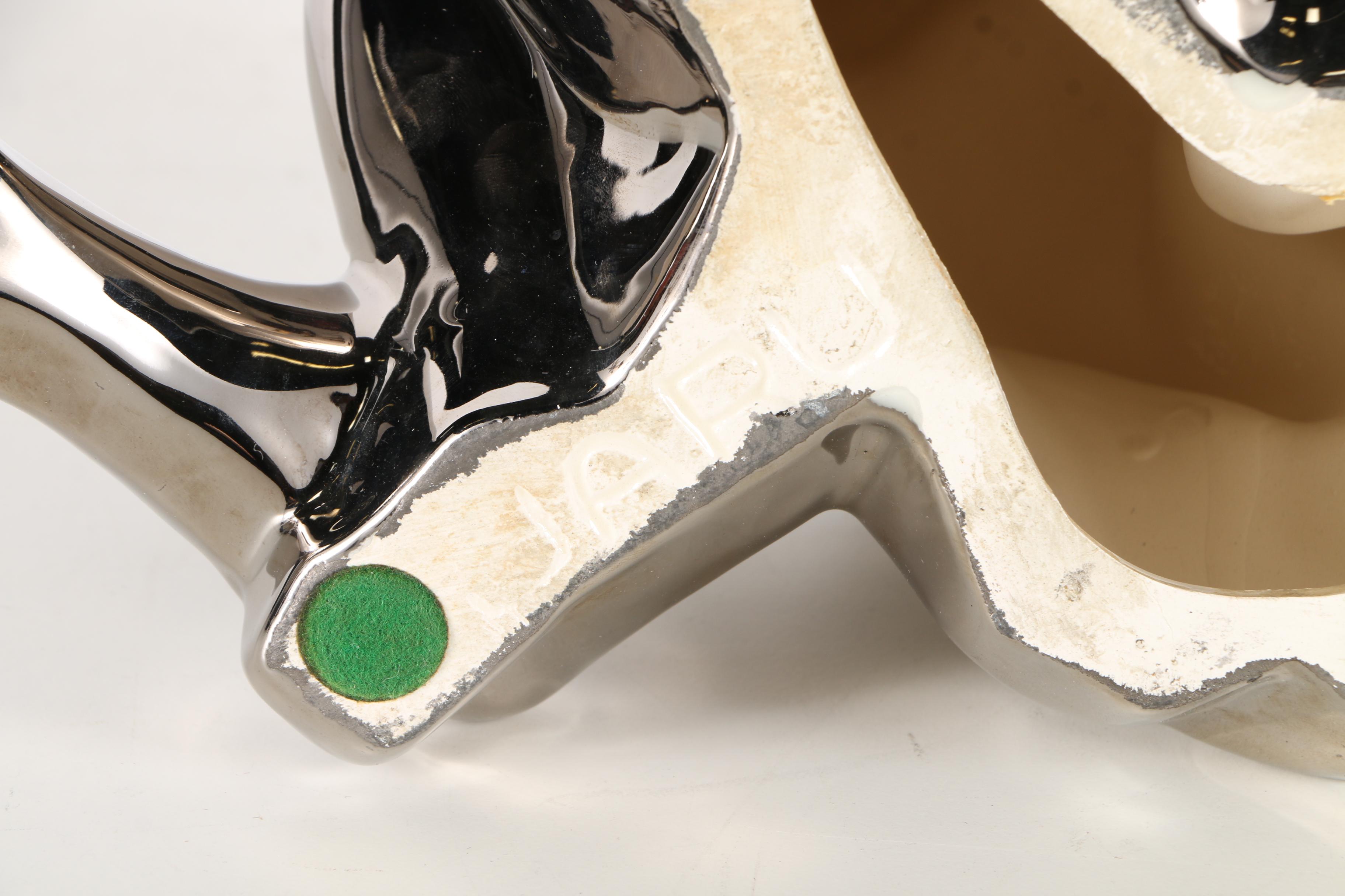 Vintage Jaru Chrome Glaze Ceramic Sculpture of an Embracing Couple