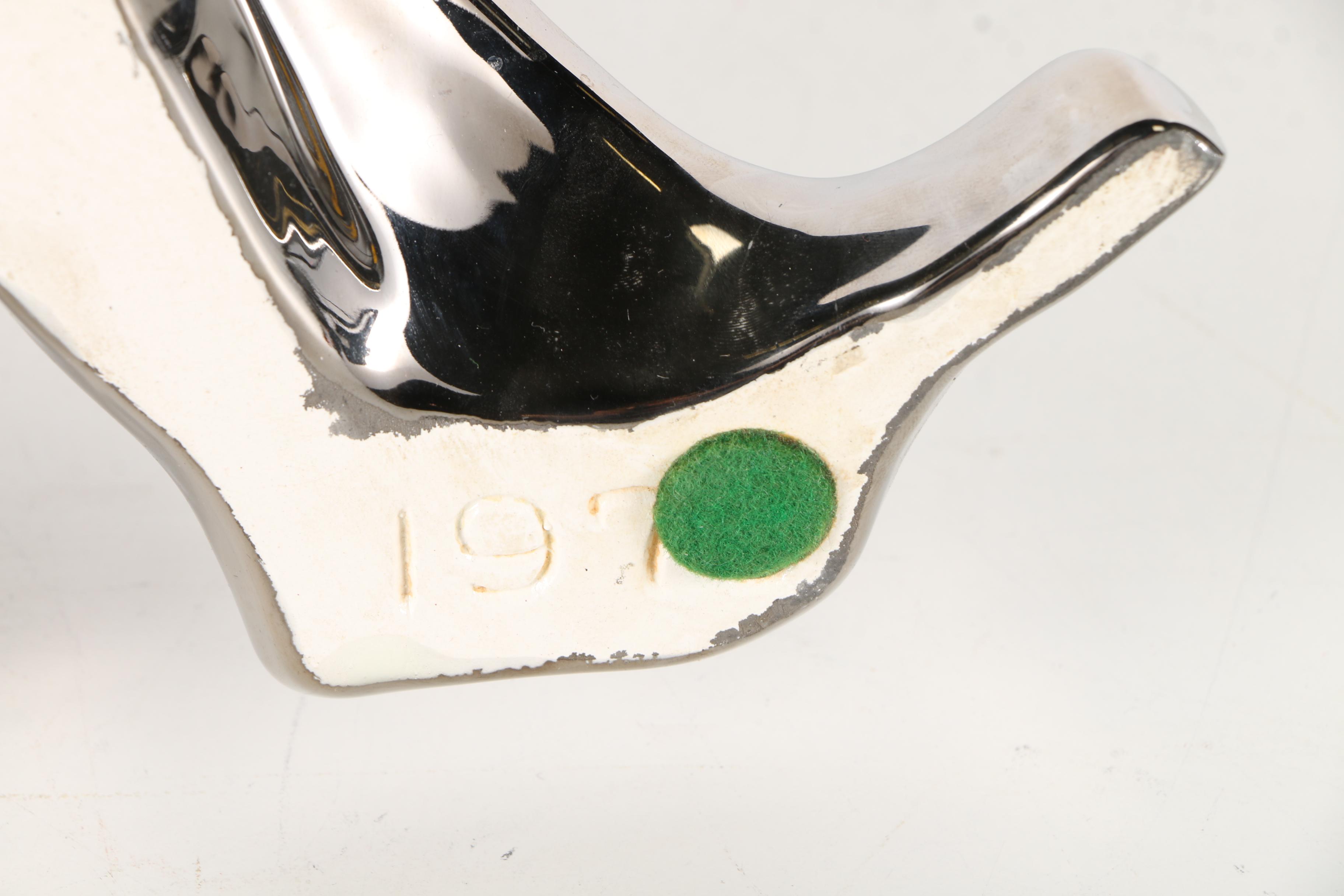 Vintage Jaru Chrome Glaze Ceramic Sculpture of an Embracing Couple