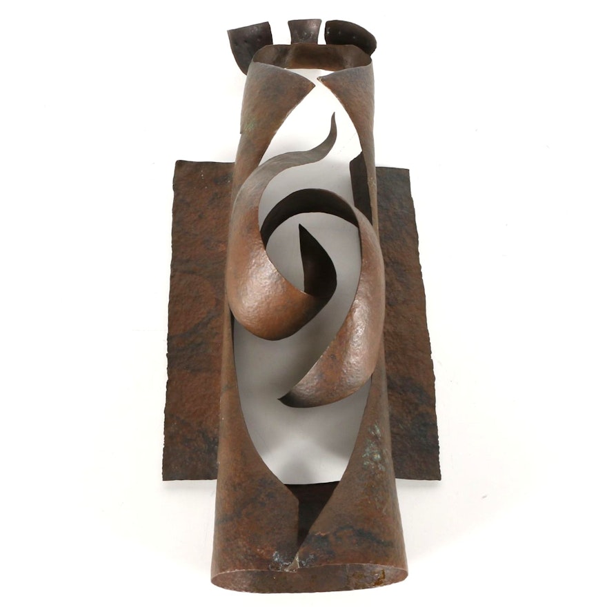 Abstract Hammered Copper Sculpture