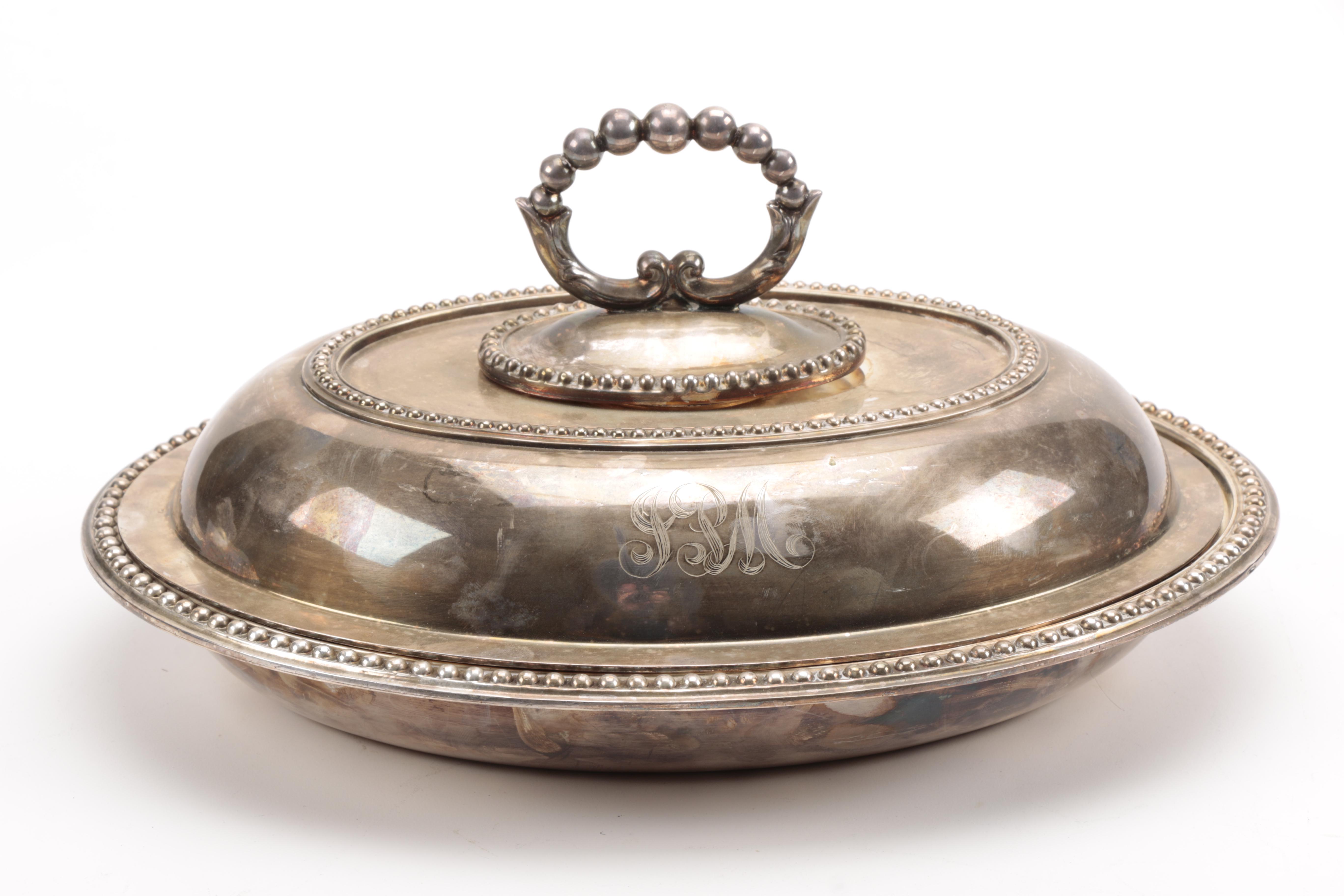 Gorham "Paul Revere" Bowl and Other Silver Plate Servingware