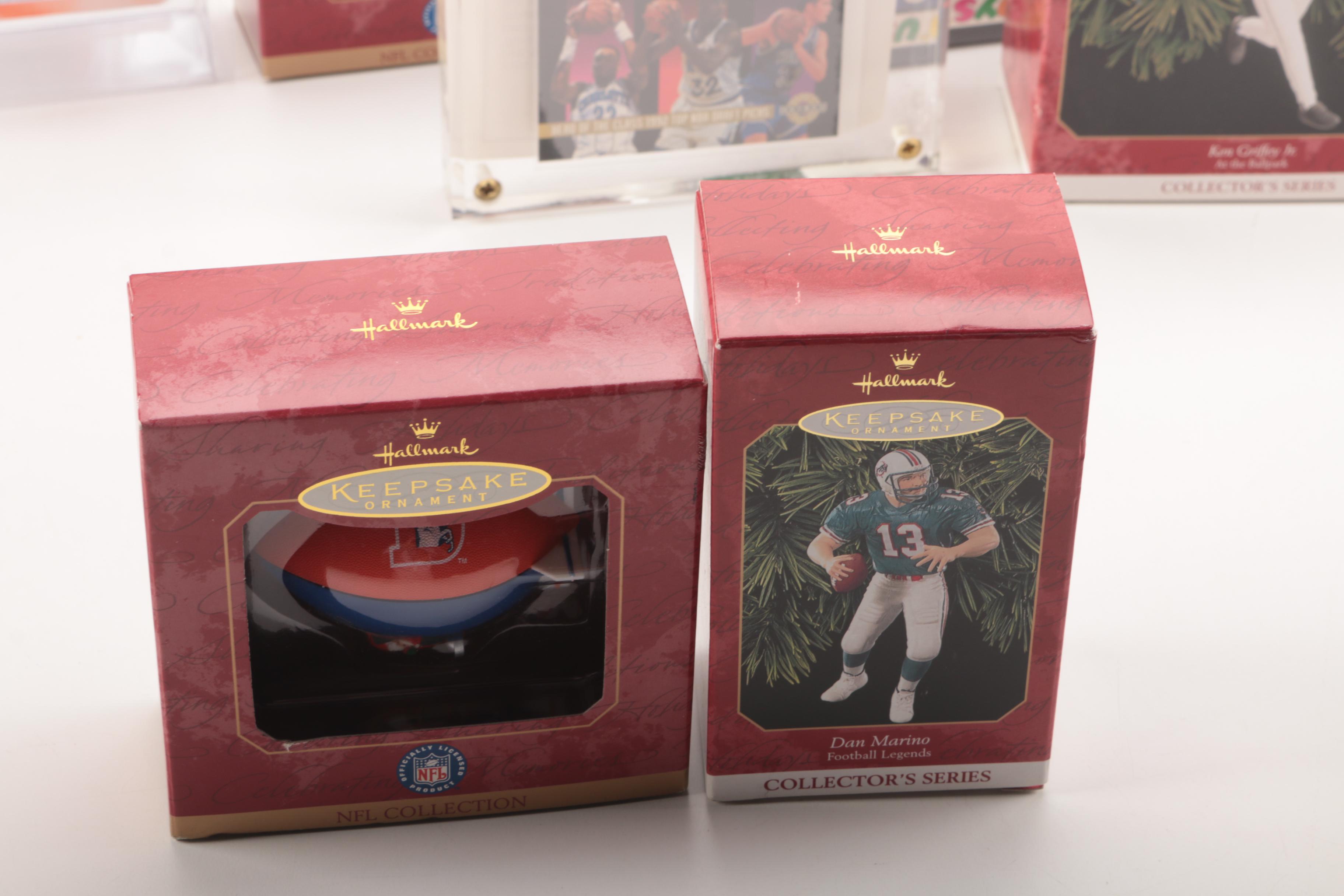 Collection of Hallmark _Keepsake Ornaments_ of Sports Greats and Other Memorabila