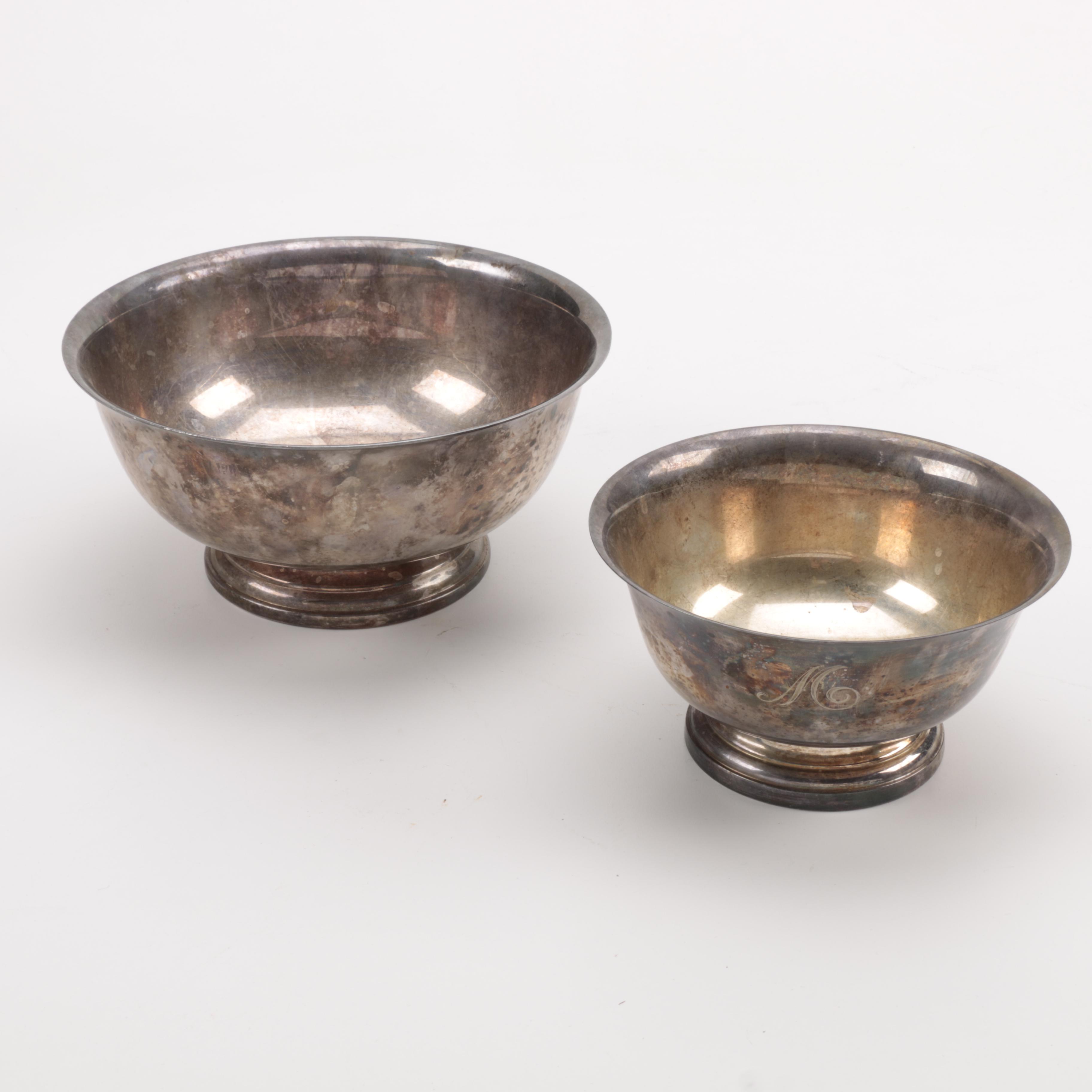 Gorham "Paul Revere" Bowl and Other Silver Plate Servingware