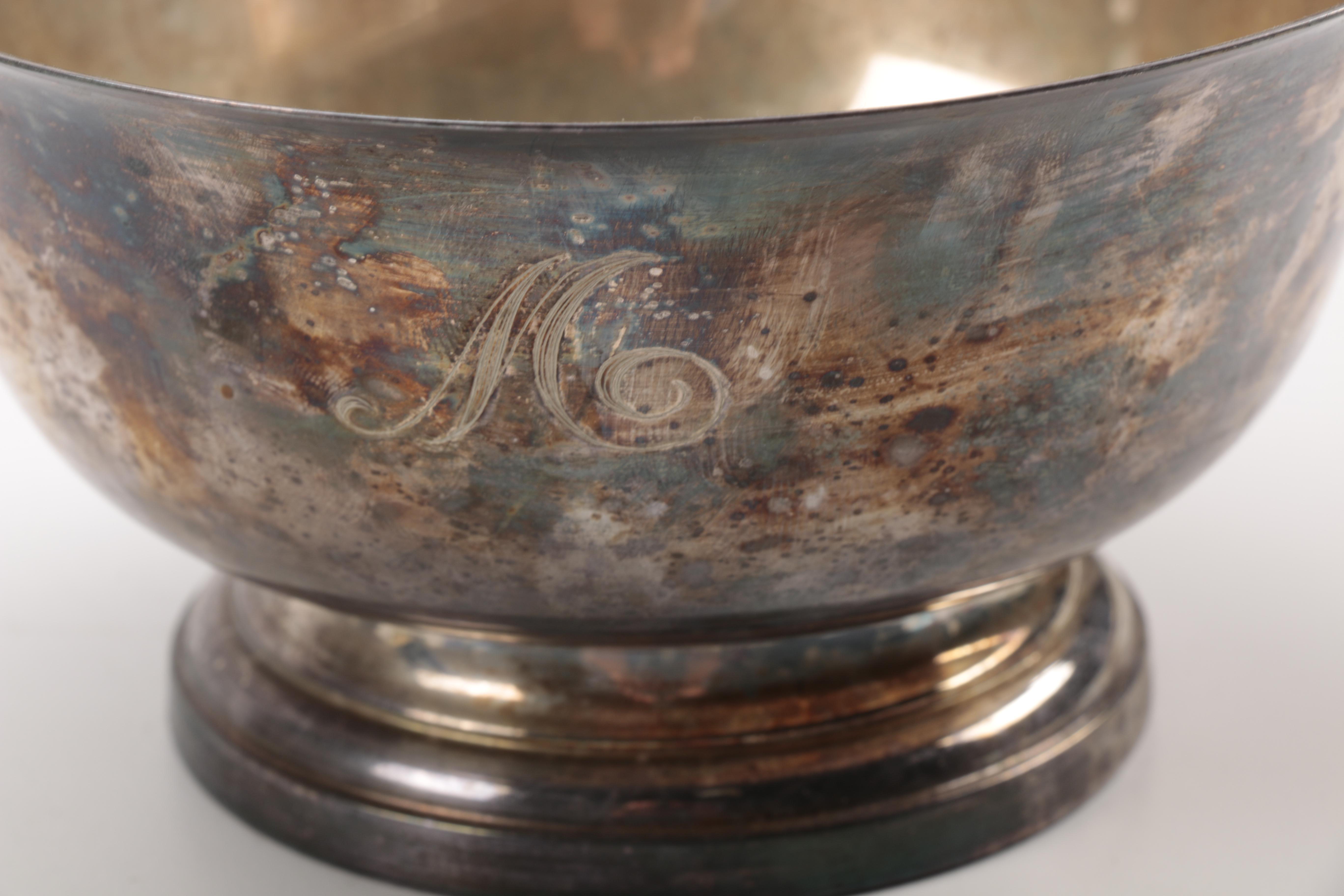 Gorham "Paul Revere" Bowl and Other Silver Plate Servingware
