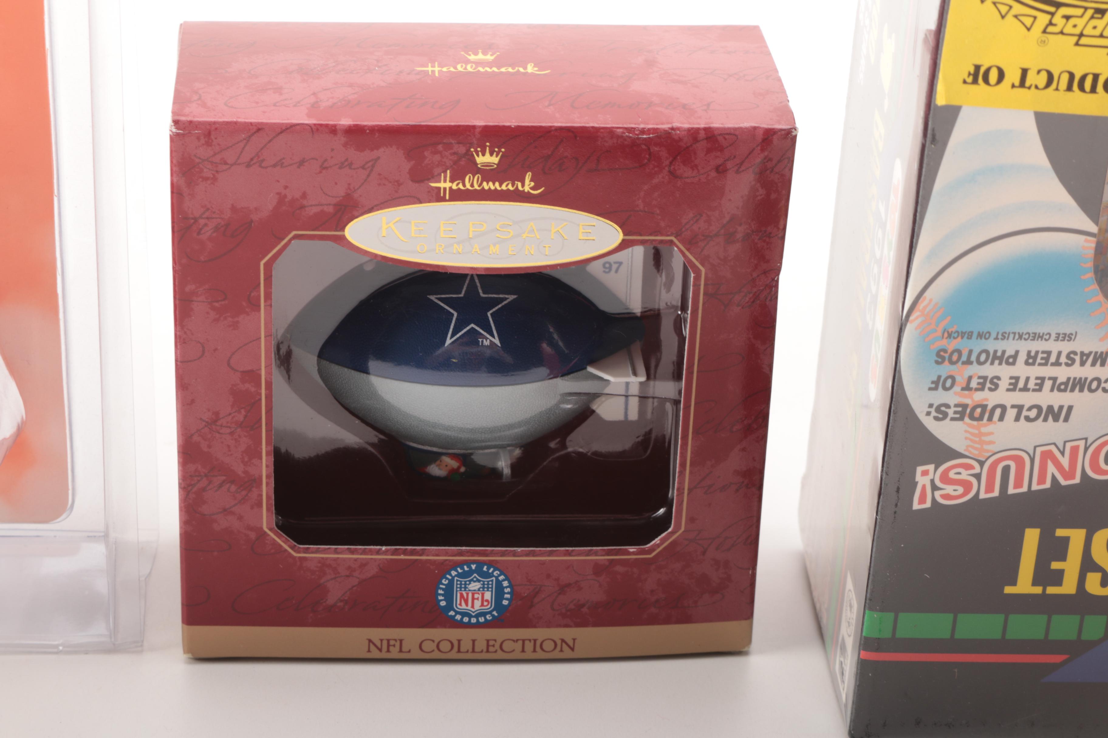 Collection of Hallmark _Keepsake Ornaments_ of Sports Greats and Other Memorabila