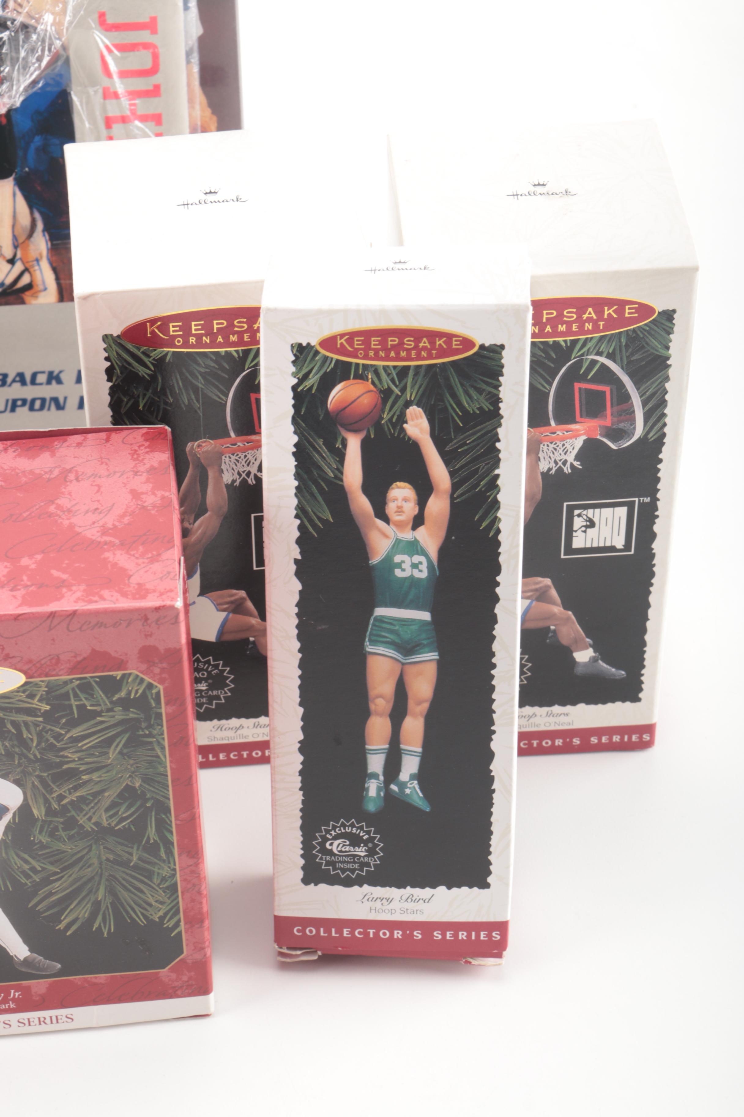 Collection of Hallmark _Keepsake Ornaments_ of Sports Greats and Other Memorabila
