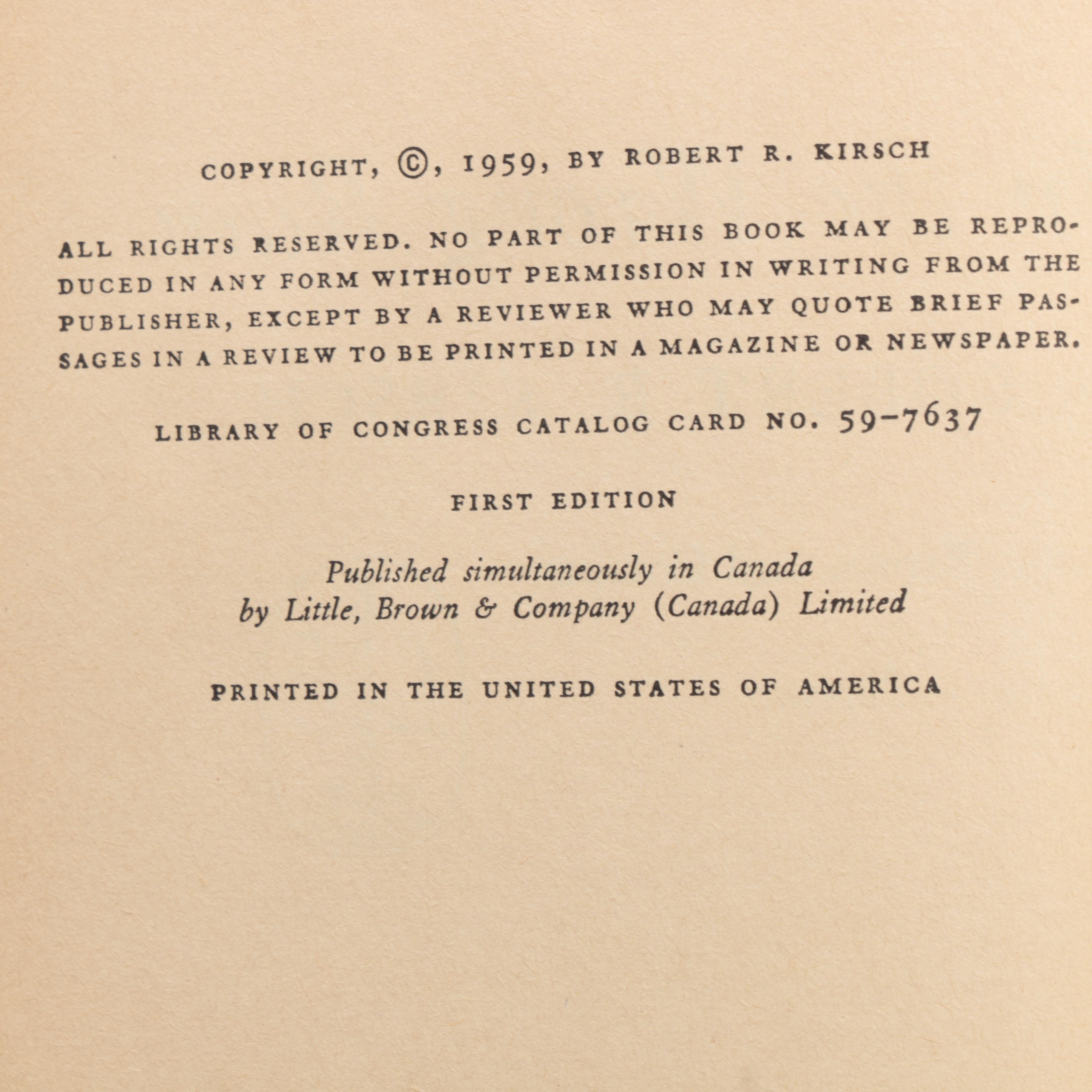 1959 First Edition "In the Wrong Rain" by Robert R. Kirsch