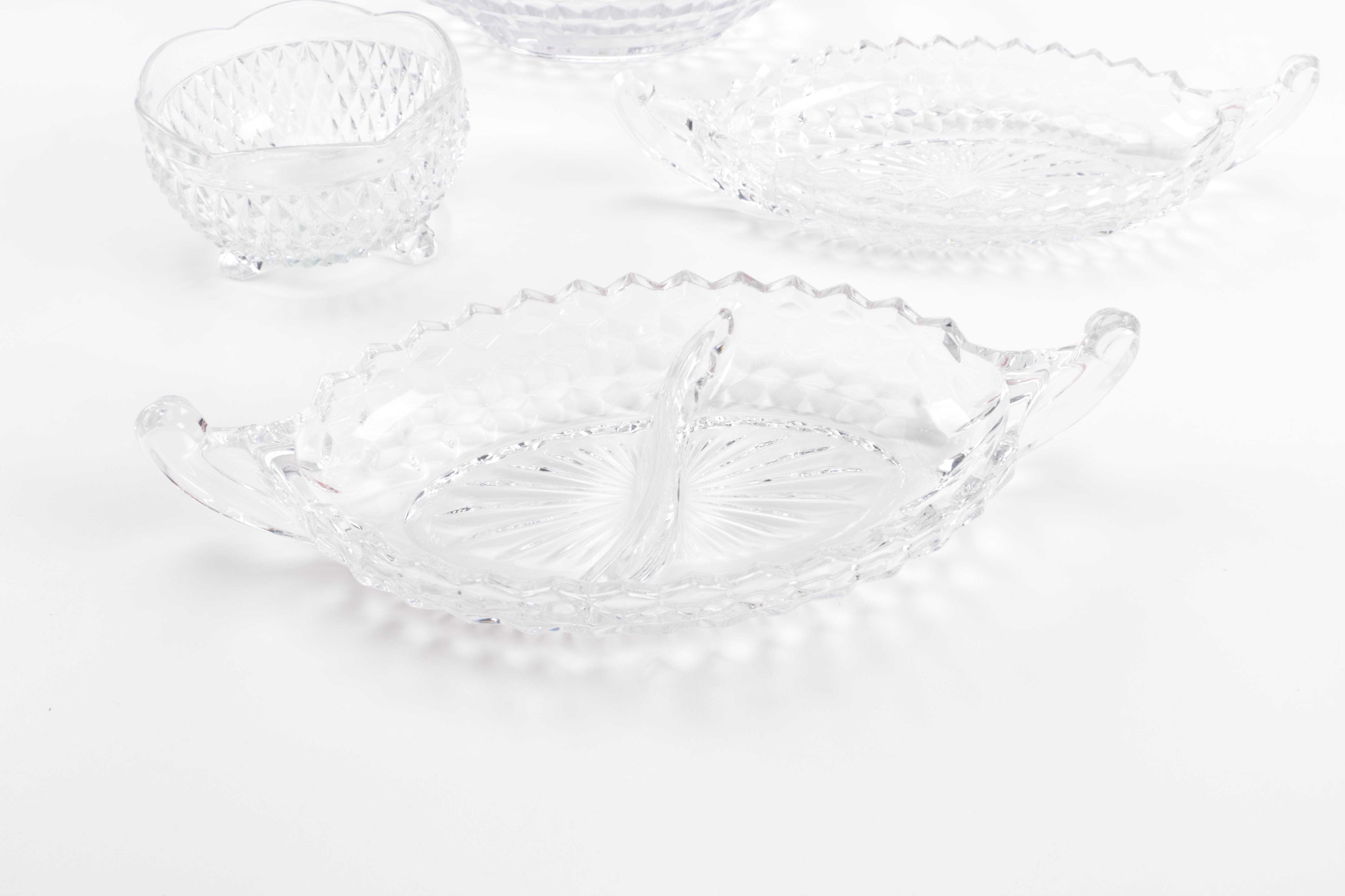Glass Serving Dishes Including Fostoria "American Clear"
