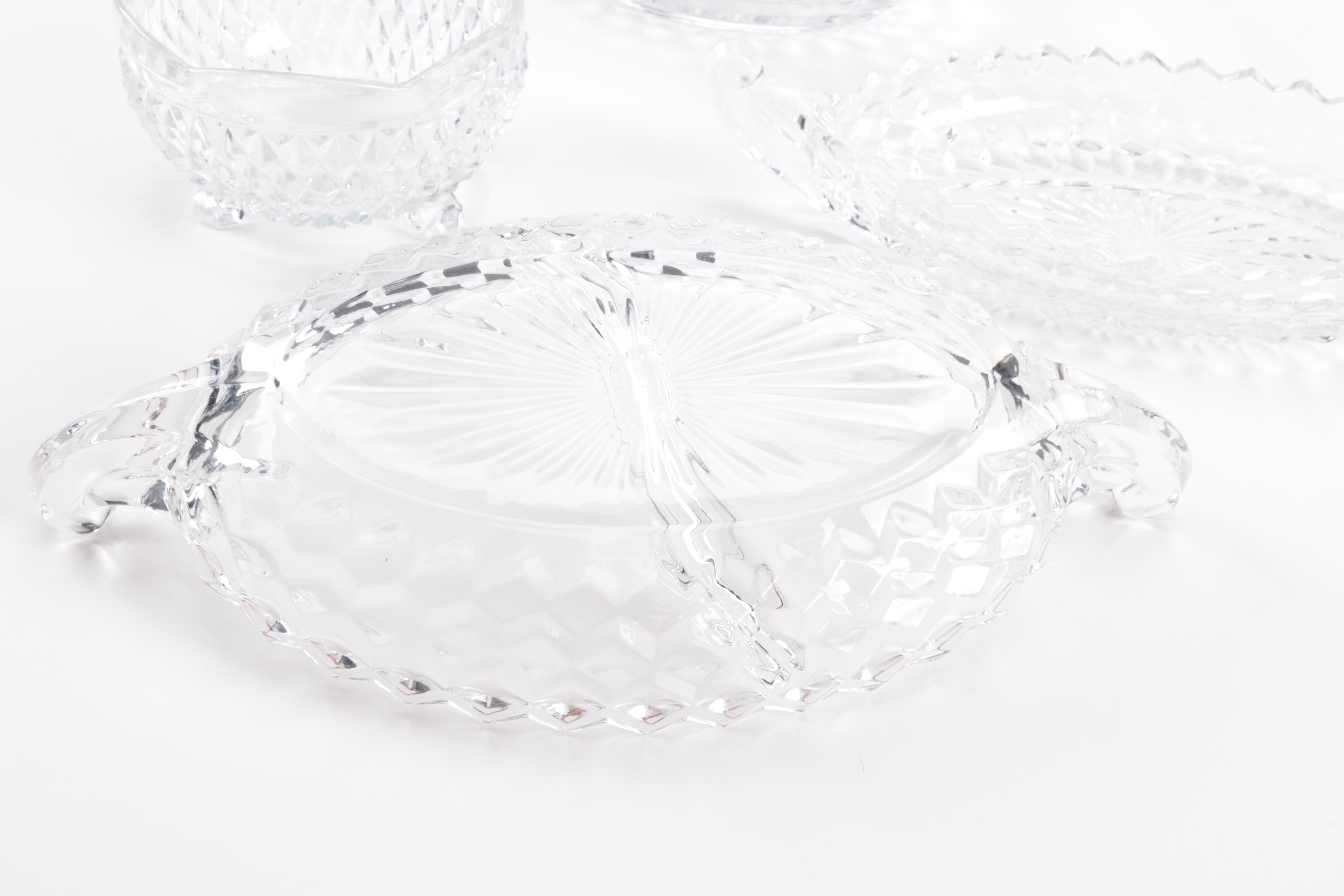 Glass Serving Dishes Including Fostoria "American Clear"