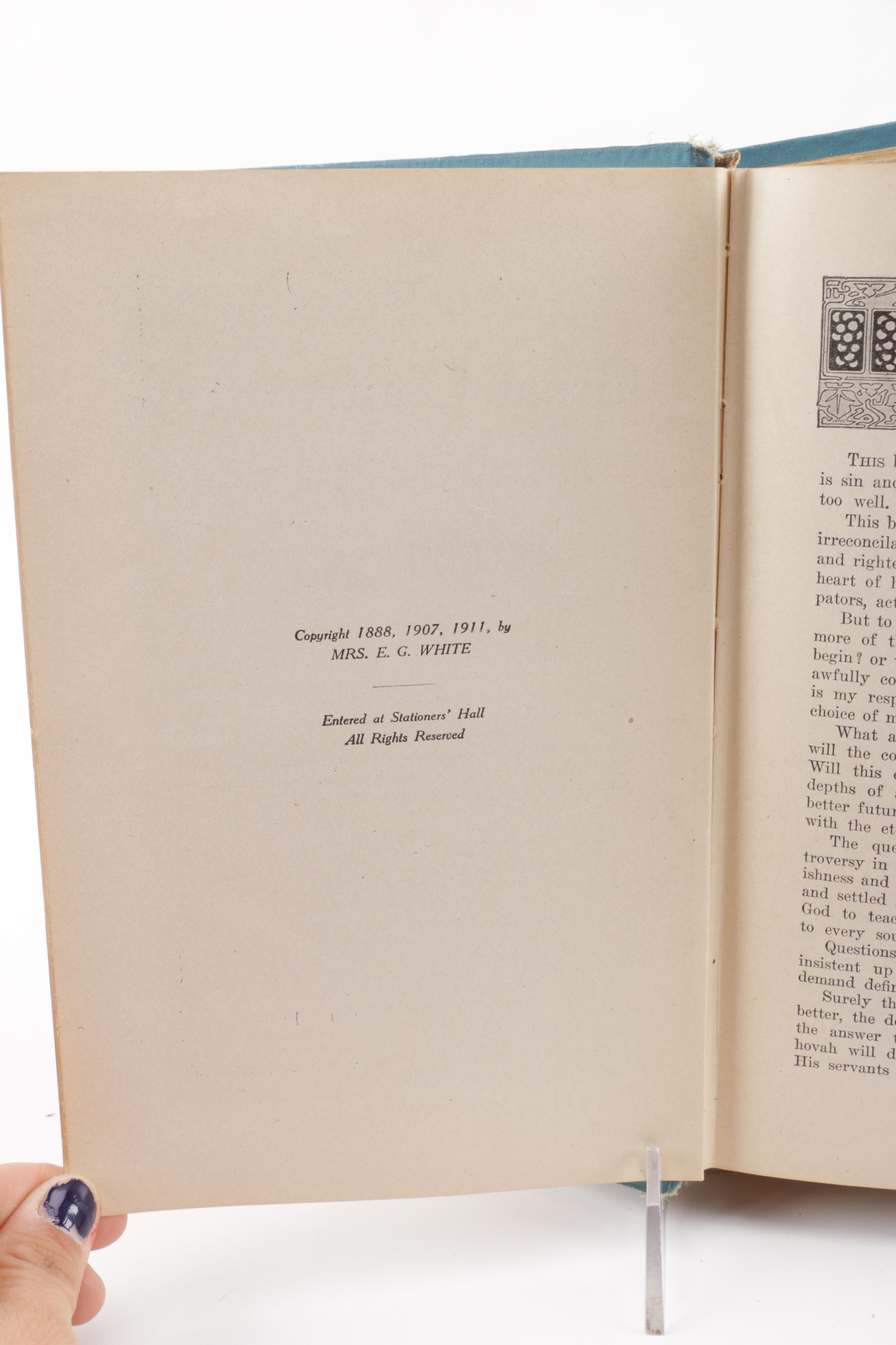 1911 "The Great Controversy Between Christ and Satan" by Ellen G. White