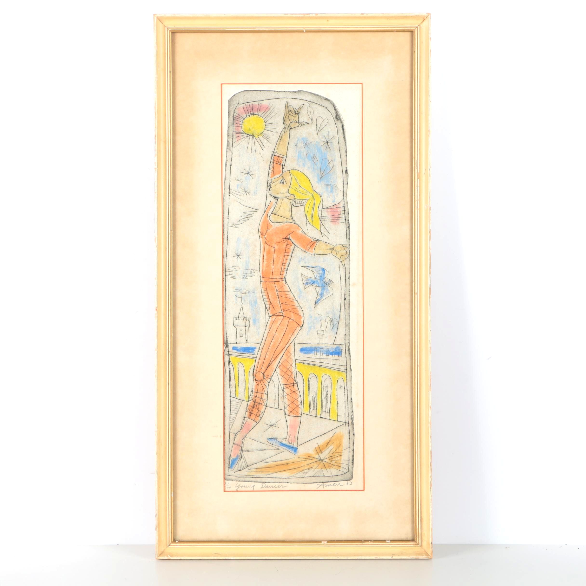 Irving Amen Limited Edition Etching "Young Dancer"